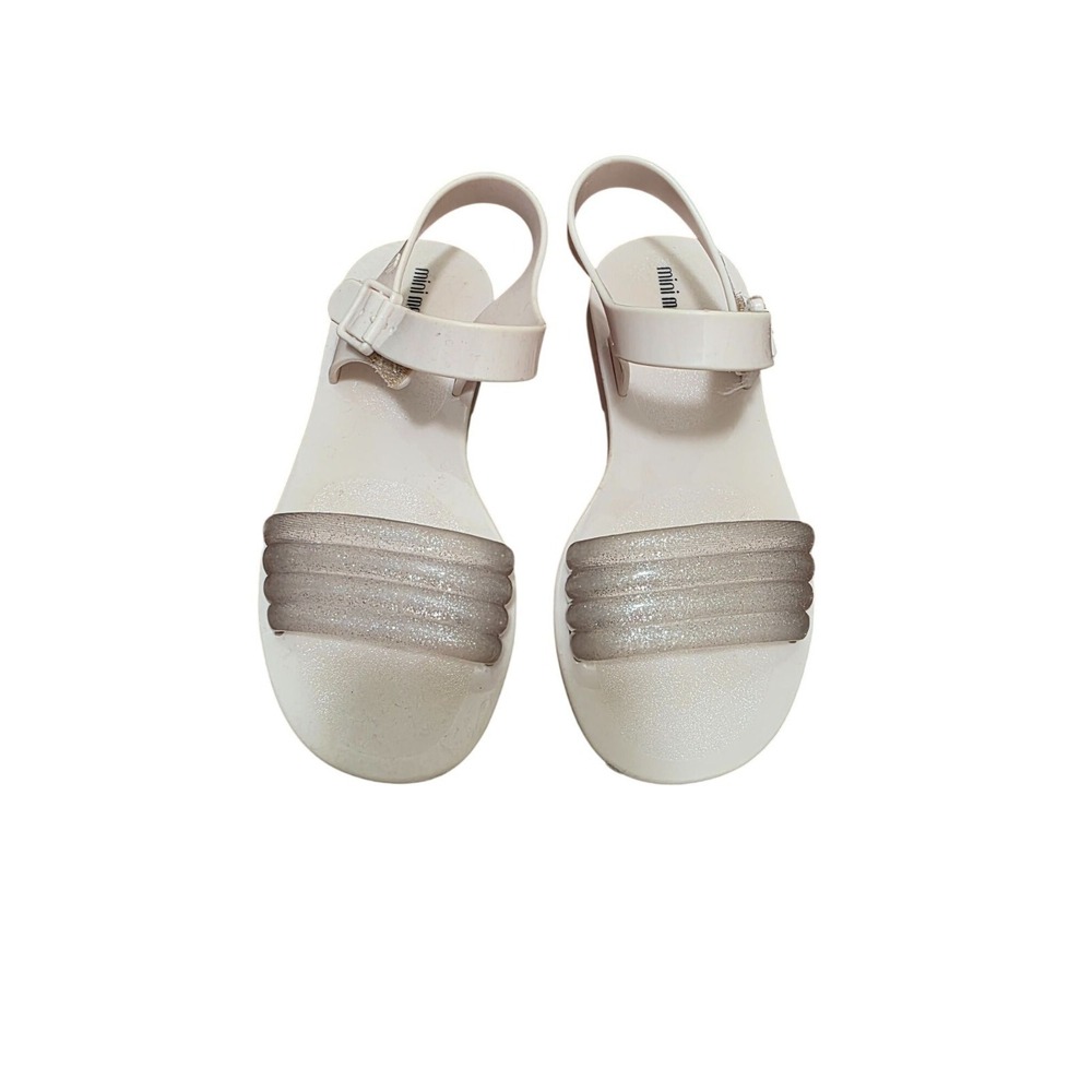 Mini Melissa‎ Ivory & Metallic Glitter Strap Sandals Girls Size 12